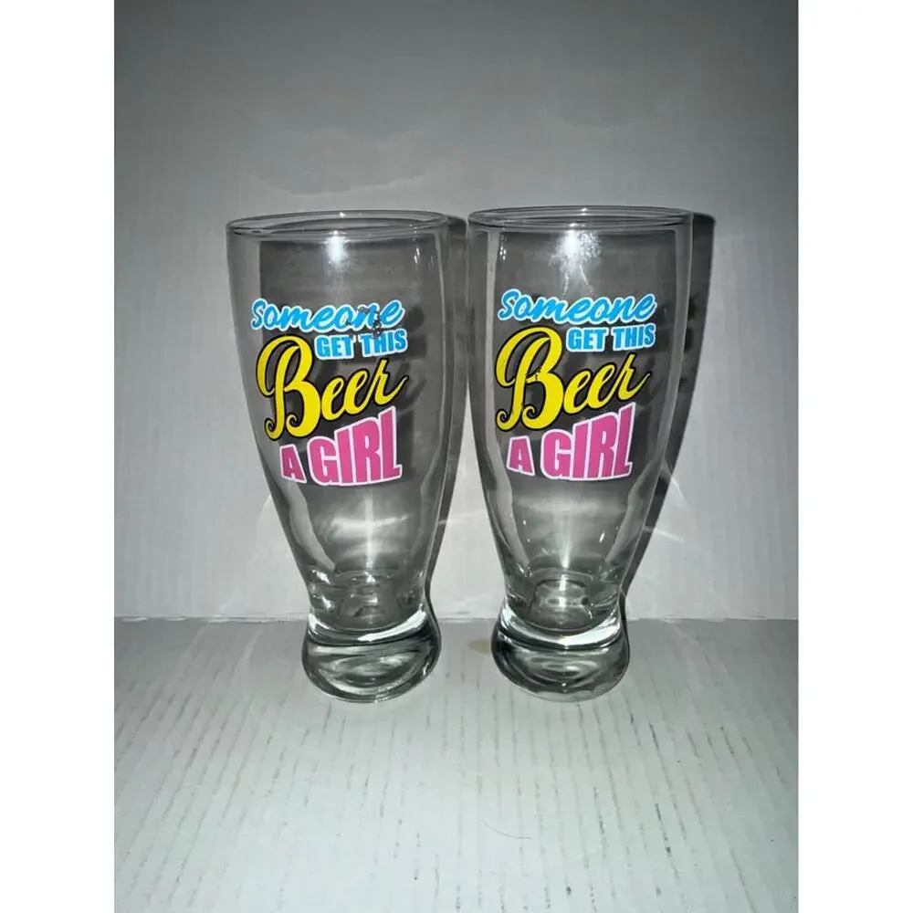 Set of 2 'Someone Get This Beer A Girl' Pilsner Glasses